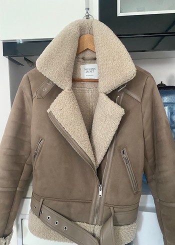 Kadın Bej Süet Kürklü Ceket - Görsel 2