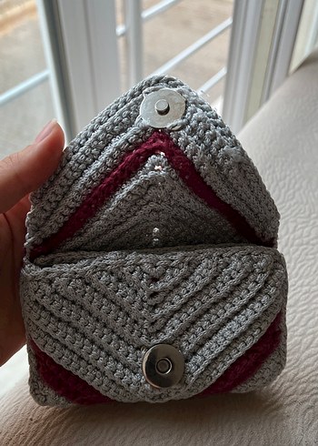  Beden Örgü Kadın Gri Clutch Çanta