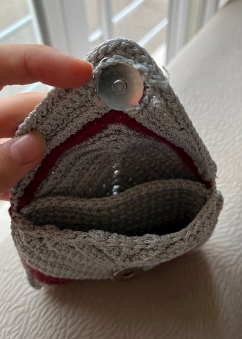  Beden bordo Renk Örgü Kadın Gri Clutch Çanta