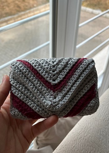 Örgü Kadın Gri Clutch Çanta