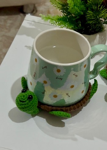 Renkli Örgü Kaplumbağa Bardak Altlığı 2li - Görsel 2