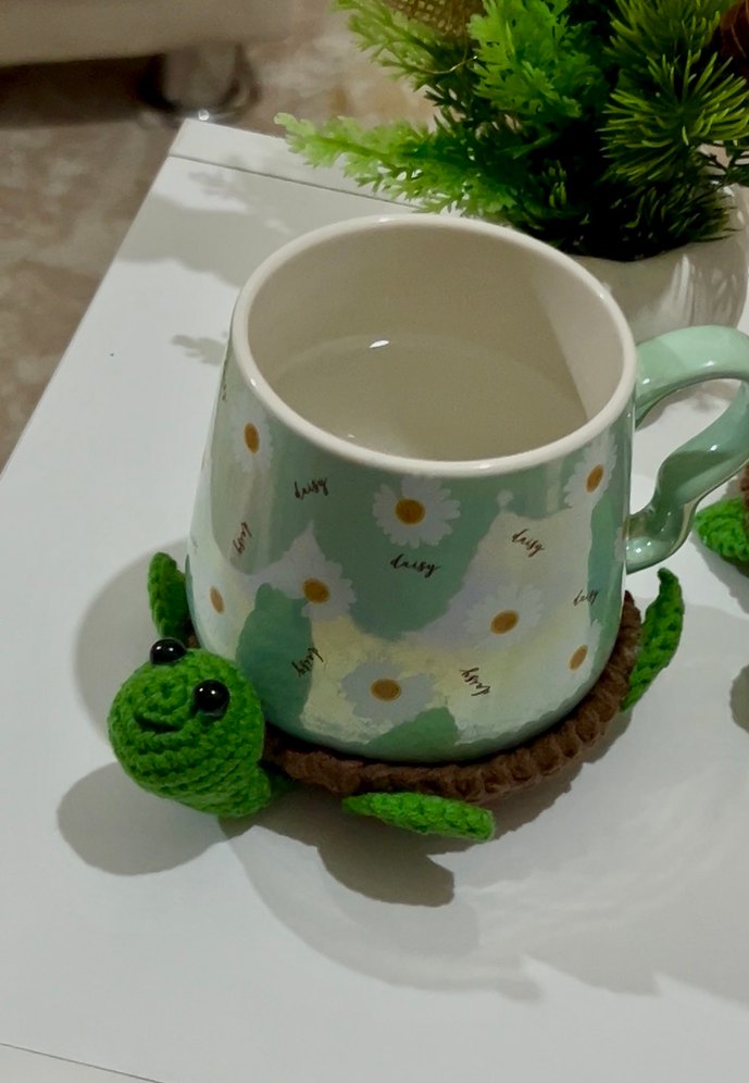 Renkli Örgü Kaplumbağa Bardak Altlığı 2li - Görsel 2