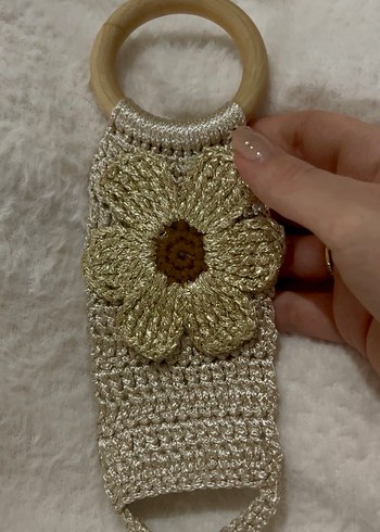 Bej Renkli Örgü Havlu Askısı - Görsel 6