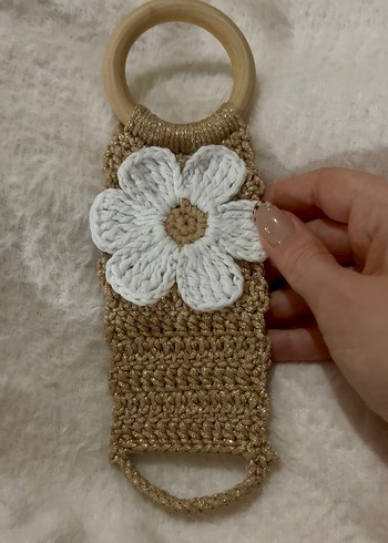 Bej Renkli Örgü Havlu Askısı - Görsel 4