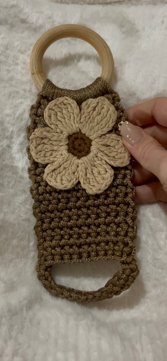 Bej Renkli Örgü Havlu Askısı - Görsel 5