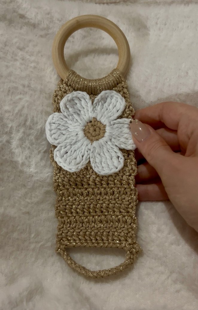 Bej Renkli Örgü Havlu Askısı - Görsel 4