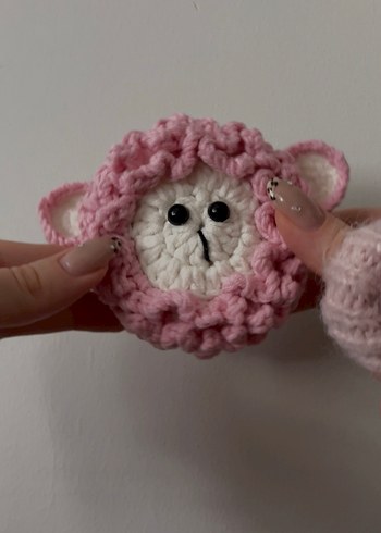 Pembe Peluş Örgü AirPods Kılıfı Çanta Aksesuarı - Görsel 3