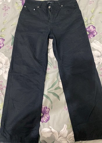Düğmeli Siyah Kadın Bol Kesim Pantolon