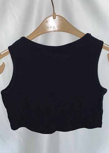 Siyah Kısa Crop Top, Kolsuz, Dar Kesim