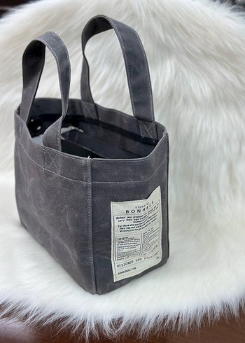 Beden THE B+BAG BONHÉUR Gri Baskılı Kot Kumaş Kadın El Çantası