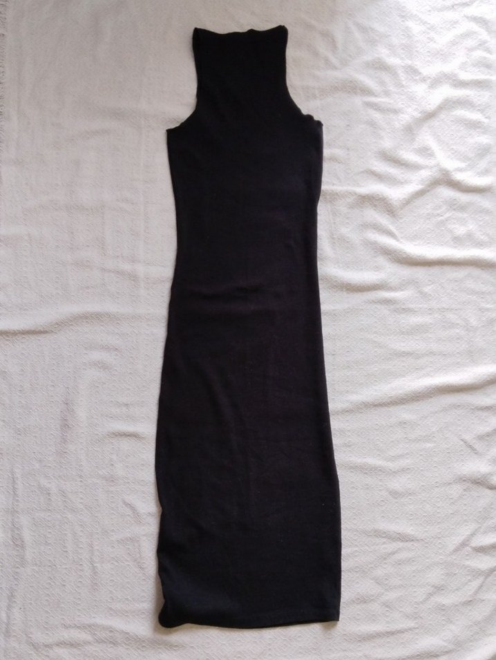 Pull&Bear Kolsuz Uzun Siyah Elbise - Görsel 3