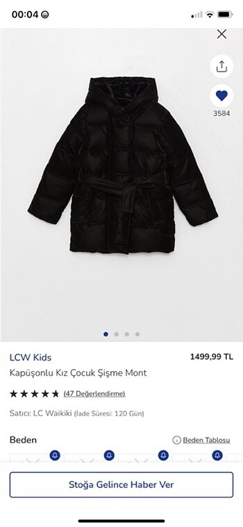 LC Waikiki Kız çocuk mont 7-8 yaş