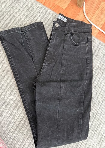 Siyah Kadın Normal Kesim Midi Denim Pantolon