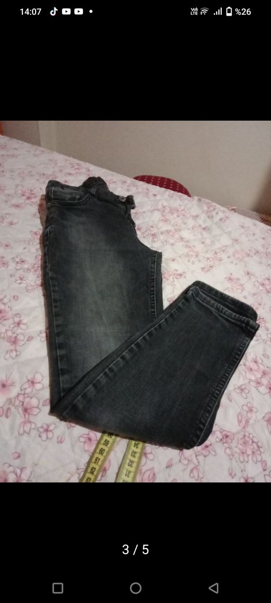 Gri Bol Kesim Midi Denim erkek çocuk Pantolon - Görsel 2