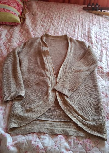 Bej Kadın Triko Hırka Midi Boy - Görsel 2