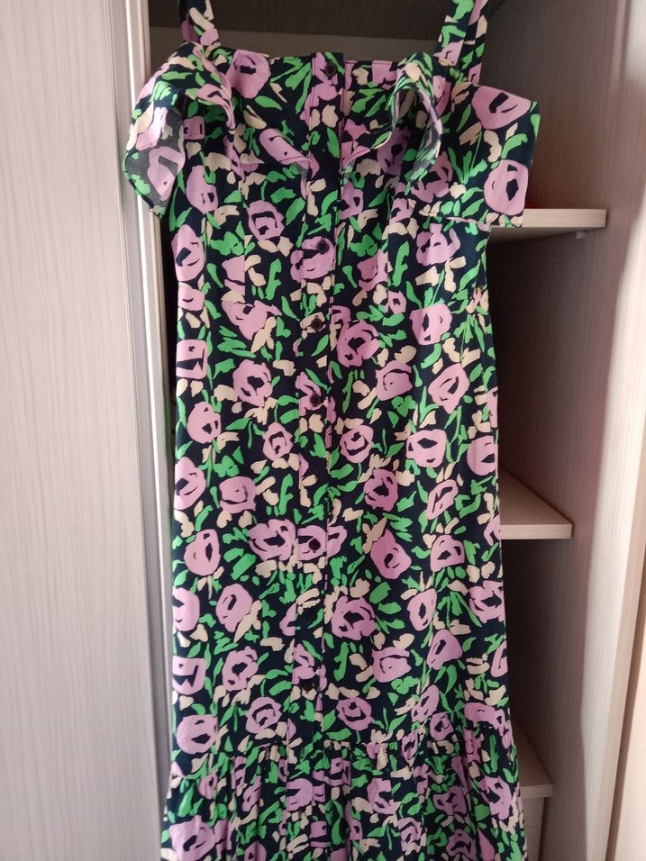 askılı kare kesim pileli elbise - Görsel 3