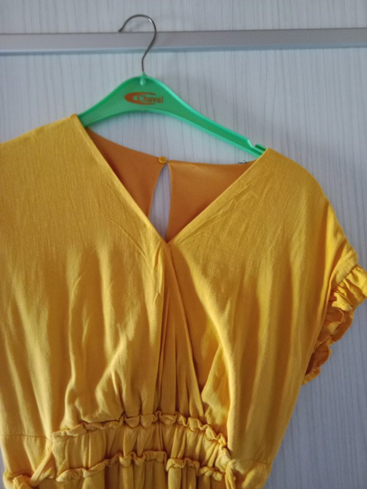 hardal rengi ofis elbise - Görsel 3