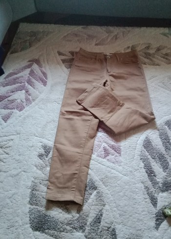 Bej Kadın keten Pantolon - Midi Boy, Rahat Kesim - Görsel 3