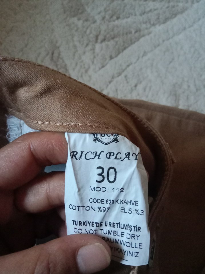 Bej Kadın keten  Pantolon - Midi Boy, Rahat Kesim - Görsel 4