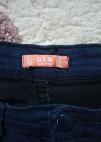 Lacivert Kadın Denim Kumaş Pantolon - Görsel 4