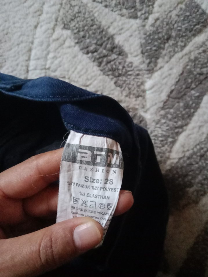 Lacivert Kadın Denim Kumaş Pantolon - Görsel 3