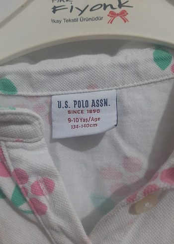 U.S Polo Assn. Kız Çocuk Beyaz Çiçekli Kısa Kollu Gömlek