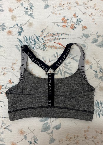 Pull and Bear Gri Spor Sütyeni Siyah Askılı