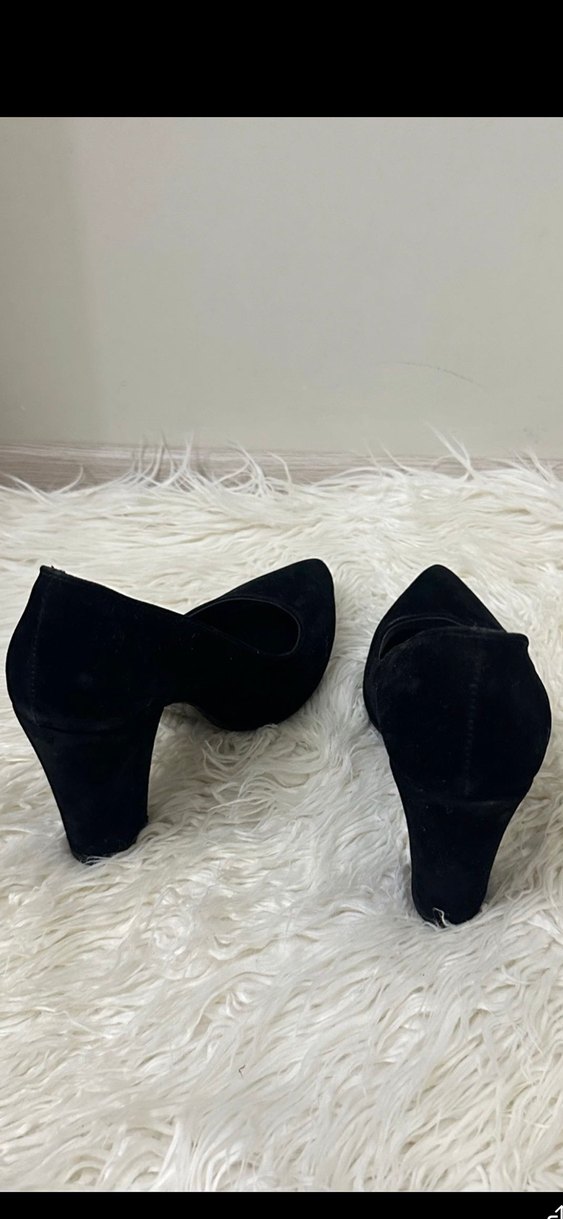 Siyah Süet Topuklu Kadın Stiletto - Görsel 2