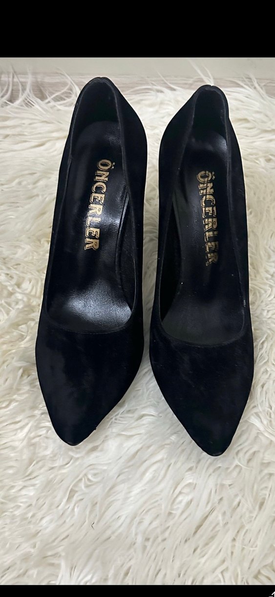 Siyah Süet Topuklu Kadın Stiletto - Görsel 3