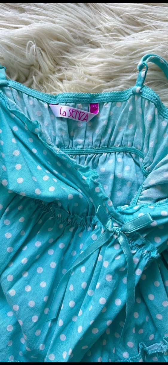 Turkuaz Puantiyeli askılı gecelik - Görsel 3