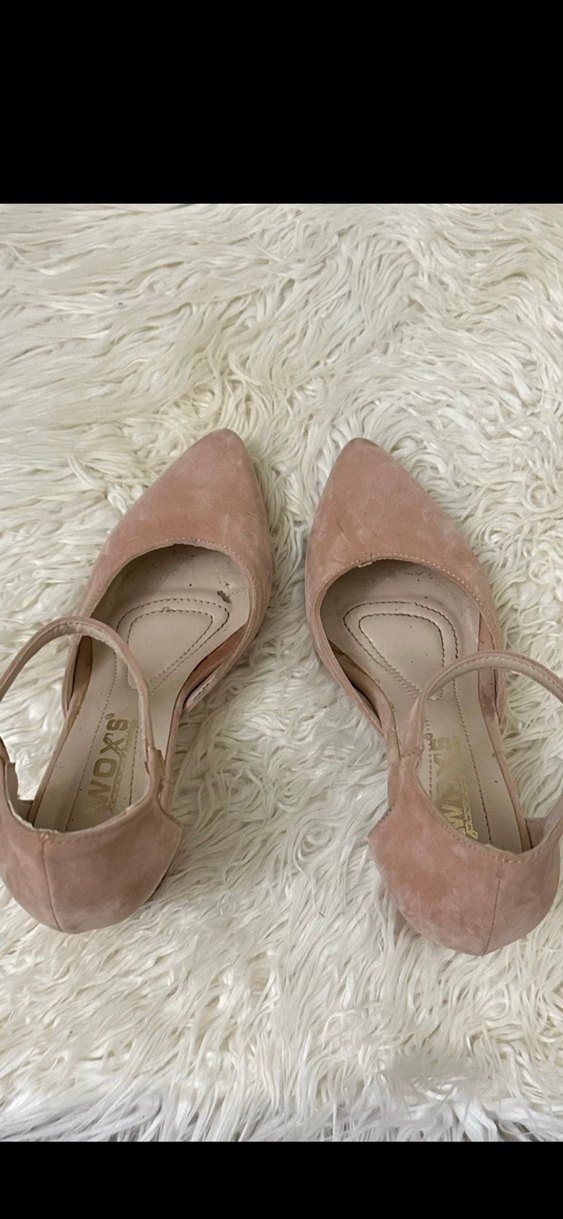 Pudra Süet Tokalı Kadın Topuklu Ayakkabı - Görsel 4