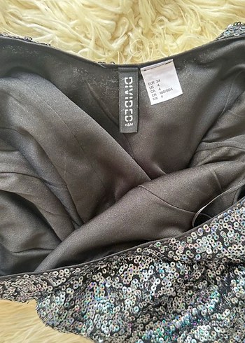 H&M Antrasit Pul İşlemeli Mini Kadın Elbise