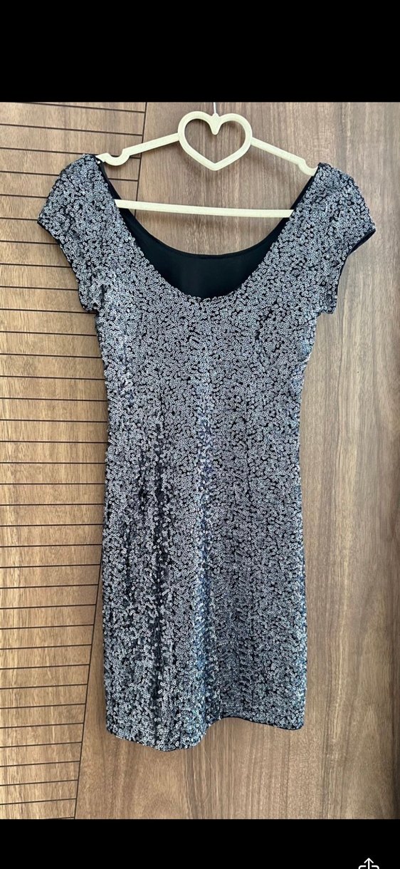 Antrasit Pul İşlemeli Mini Kadın Elbise - Görsel 2