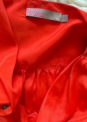 Kısa Kollu Düğmeli Nar çiçeği Kadın Bluz - Görsel 3