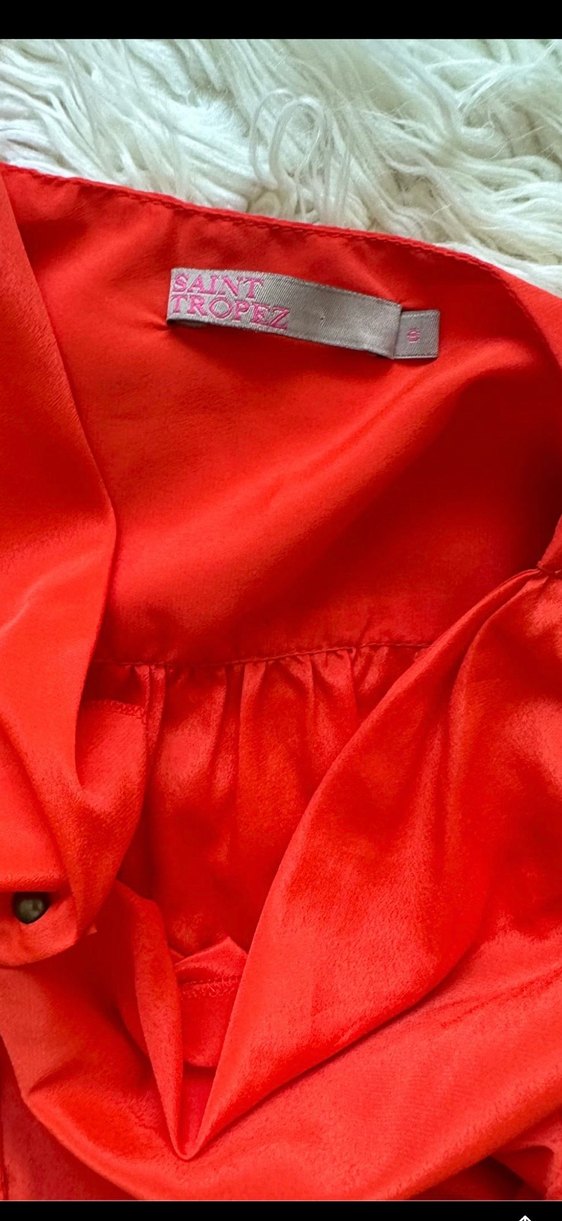 Kısa Kollu Düğmeli Nar çiçeği Kadın Bluz - Görsel 3