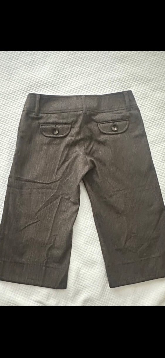 Düşük bel  Kahverengi Kadın Kısa Yün Pantolon - Görsel 2