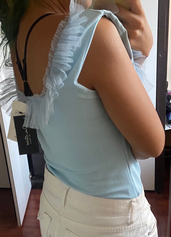 Fırfırlı Mavi Bluz - Görsel 3