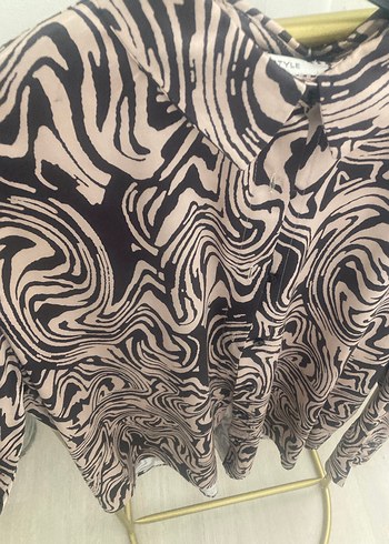 38 Beden kahverengi Renk Kadın zebra saten gömlek