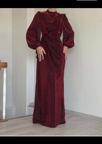 Bordo tesettür abiye - Görsel 3