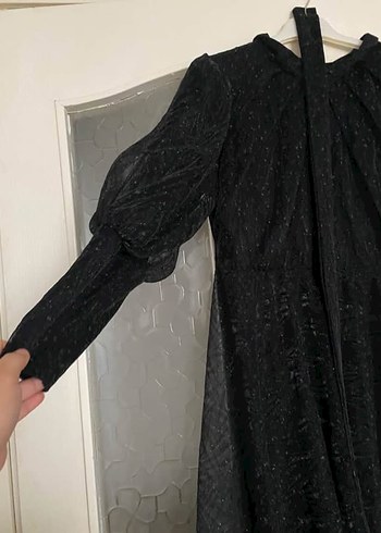 Siyah Uzun Strappy Kadın Abiye Elbise - Görsel 3