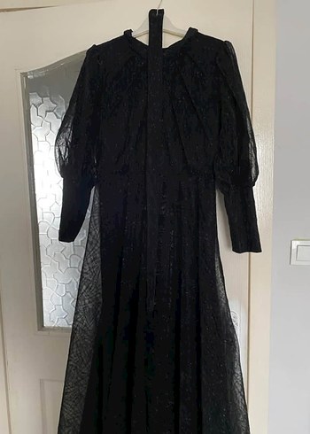 Siyah Uzun Strappy Kadın Abiye Elbise - Görsel 5