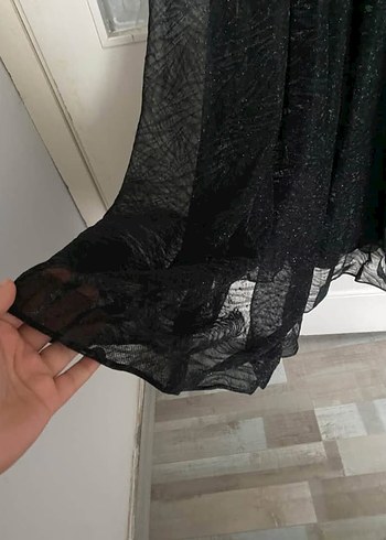 Siyah Uzun Strappy Kadın Abiye Elbise - Görsel 4