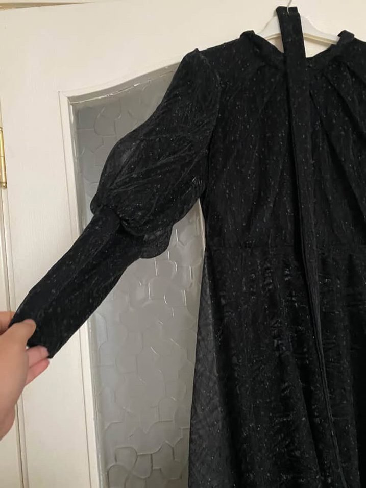 Siyah Uzun Strappy Kadın Abiye Elbise - Görsel 3