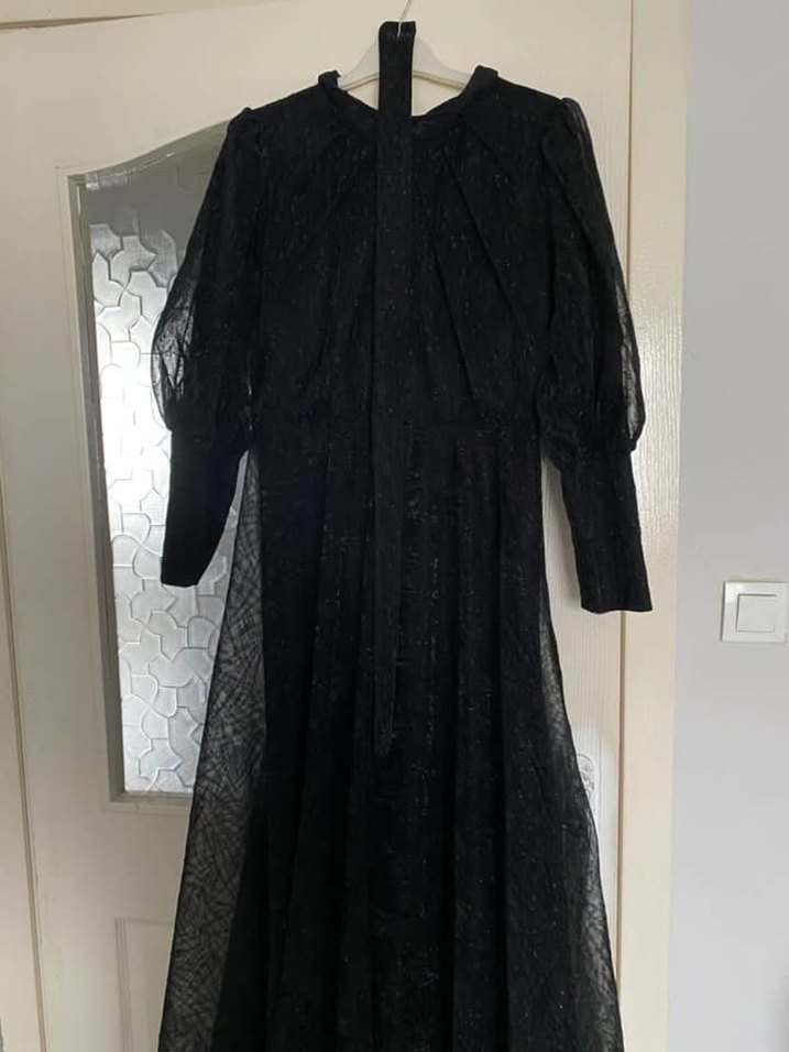 Siyah Uzun Strappy Kadın Abiye Elbise - Görsel 5