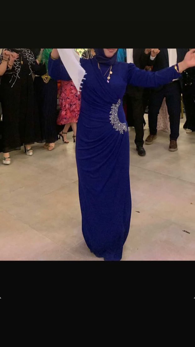 Lacivert Drapeli Uzun Abiye Elbise - Görsel 2