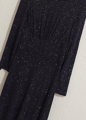 Kadın Siyah Uzun Kollu Triko Abiye Elbise - Görsel 10