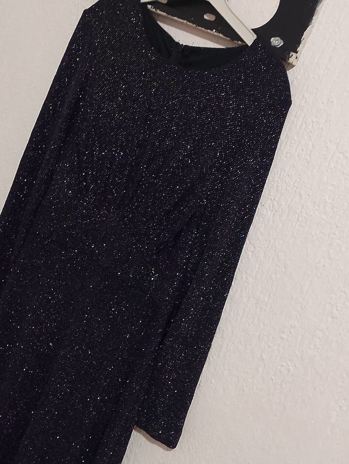 Kadın Siyah Uzun Kollu Triko Abiye Elbise - Görsel 3