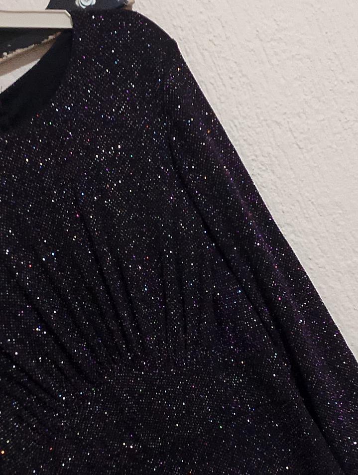 Kadın Siyah Uzun Kollu Triko Abiye Elbise - Görsel 5