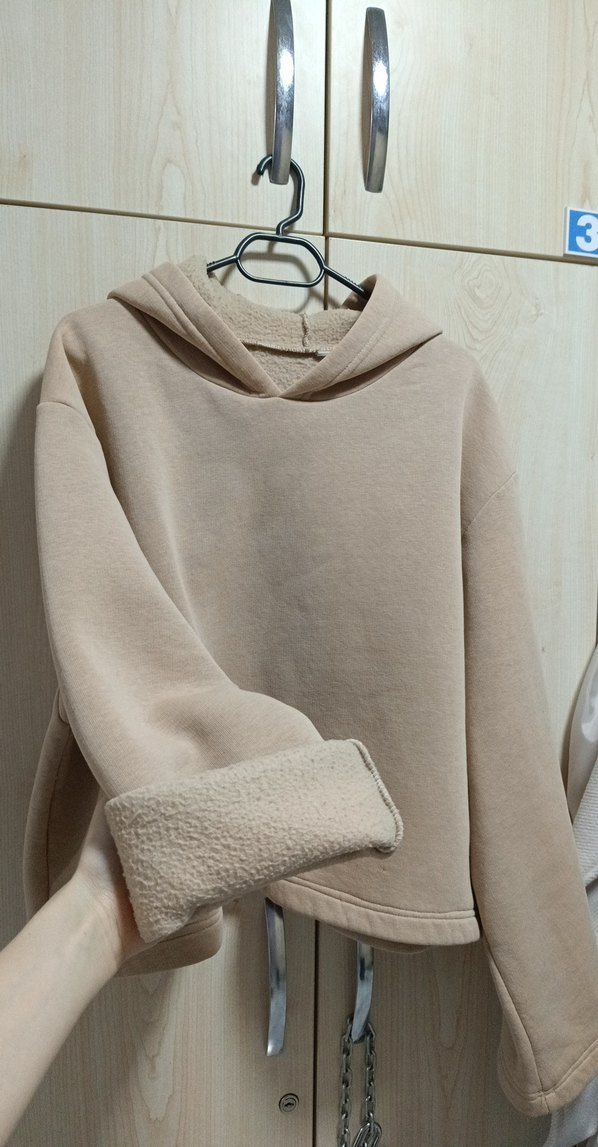 Bej Kapüşonlu Kadın Sweatshirt - Görsel 2