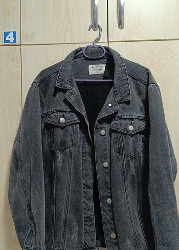 Gri, Yırtık Detaylı Kot Ceket - Görsel 2